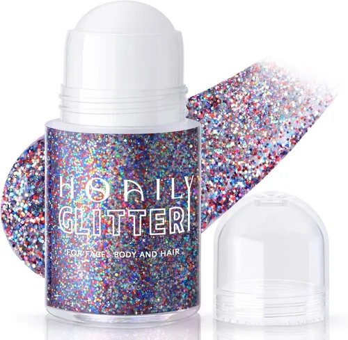 Miniatura 16 de HOSAILY Gel con Purpurina Negro Roll-on para Cara y Cabello, Pintura Facial con Purpurina Holográfica Camaleón que Cambia de Color para Halloween