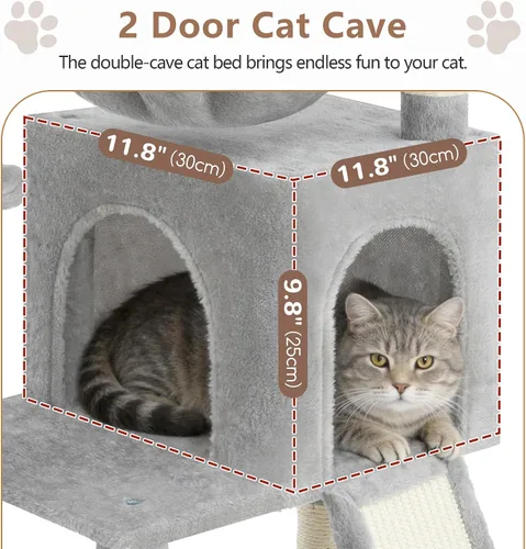 Miniatura 4 de Gitelsnour Árbol para gatos, torre para gatos con condominio, 2 cestas, plataforma grande, tabla para rascar, postes rascadores para gatos