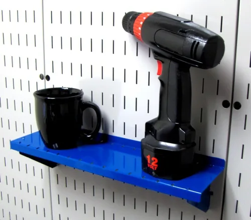 Miniatura 2 de Wall Control Estante de 4 pulgadas de profundidad para ensamblaje de estante y tablero de herramientas ranurado - azul