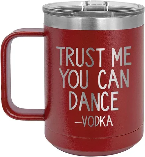 Miniatura 15 de Confíe en que puedes bailar - Taza de café negra de 15 oz con tapa superior deslizante Taza de café de viaje aislada Ideas de regalo