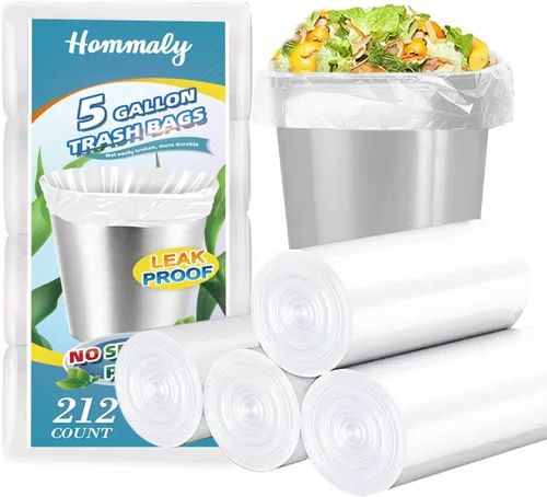 Miniatura 13 de Hommaly 15 litros 150 piezas Bolsas de basura pequeñas transparentes Bolsas de basura resistentes, Bolsas de basura para baño, Bolsas de plástico