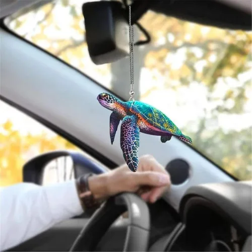 Miniatura 7 de Adorno colgante de tortuga marina para espejo retrovisor de automóvil, bonita tortuga de automóvil, bolsa interior de automóvil, llavero accesorio