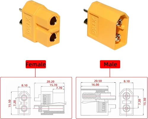 Miniatura 2 de 10 pares de conectores XT60 – Enchufes de alimentación macho y hembra bala para RC Lipo batería de control remoto coches