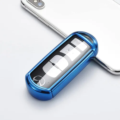 Miniatura 3 de Funda para llavero compatible con Mazda 2 3 5 6 8 CX-3 CX-4 CX-5 CX-7 CX-9 Atenza Axela MX5 Speed3 Miata 2/3/4 botón de protección completa con Azul