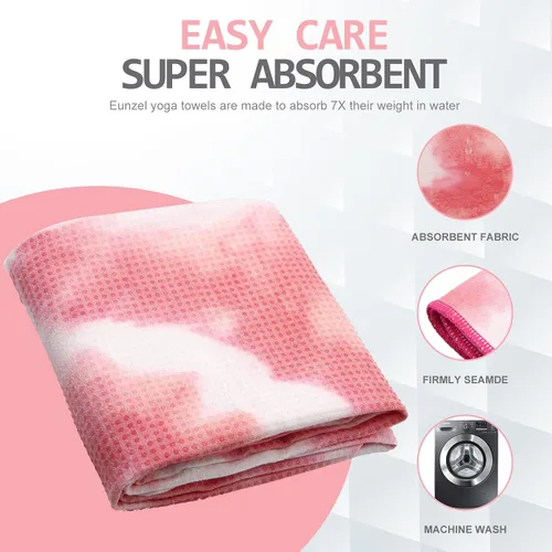 Miniatura 6 de Toalla de yoga Eunzel, toalla para esterilla de yoga caliente con puntos de agarre absorbentes de sudor, antideslizante para yoga caliente, pilates