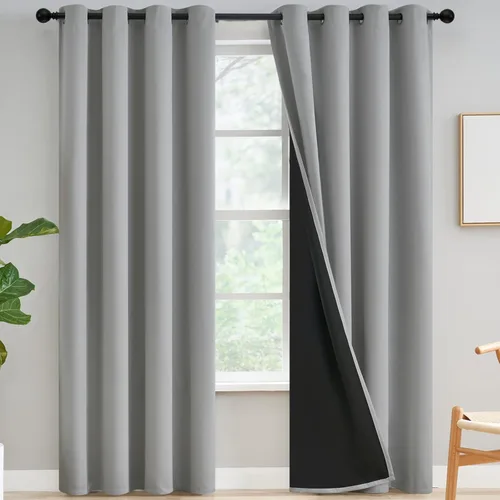 Miniatura 101 de Yakamok Cortinas negras, cortinas de ventana con aislamiento térmico y eficiencia energética para dormitorio, cortinas opacas completas y cortinas