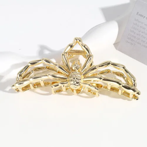 Miniatura 4 de Pinzas para el pelo de araña dorada de metal francés, pasadores grandes sin arrugas para cabello grueso y fino, horquillas elegantes para decoración