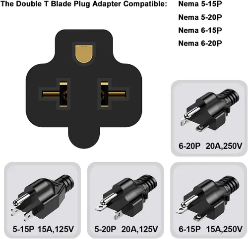 Miniatura 3 de Cable adaptador Nema 5-15P a 5-20R, cable adaptador de enchufe doméstico de 12 AWG a 6-15R/20R, cable adaptador de enchufe de CA de 20 amperios a 15