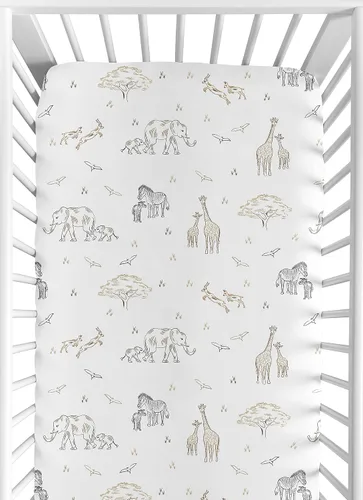 Miniatura 10 de Sweet Jojo Designs Jungle Safari Animales Niño Niña Mini Cuna Sábana Ajustable Bebé Guardería Portátil Cuna Pack Jugar Marrón Taupe Negro y Blanco