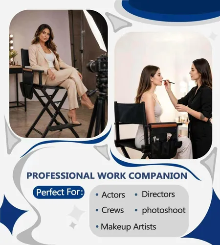 Miniatura 5 de Silla plegable extra alta de 30 pulgadas, silla de aluminio ligera para artista de maquillaje para cliente, silla de director portátil para estudio
