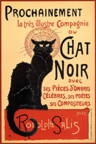 Poster Foundry Le Chat Noir The Black Cat Vintage Art Deco - Póster publicitario francés vintage de 1920, 12 x 18 pulgadas