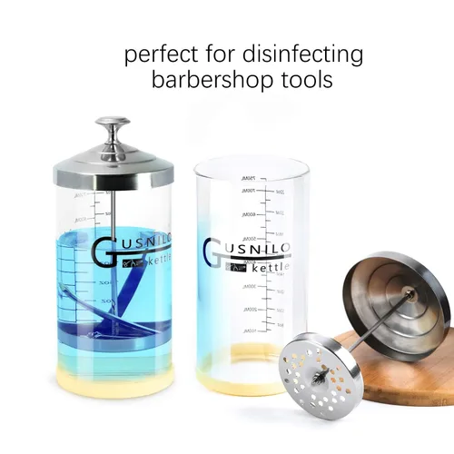 Miniatura 3 de Tarro desinfectante de peluquero (30 onzas) con bandeja de acero inoxidable, ideal para spa, salón y herramientas de uñas