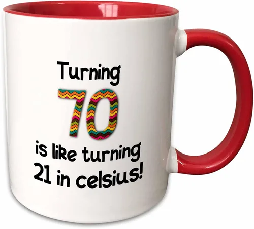 Miniatura 12 de 3dRose 70 is Like Turning 21 in Celsius-Humorous - Taza de dos tonos, 11 onzas, color negro