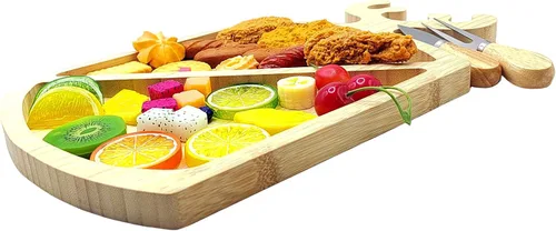 Miniatura 6 de Tabla de charcutería personalizada de bambú para quesos y cuchillos, divertida tabla de aperitivos de hojas de árbol de Navidad, tablero