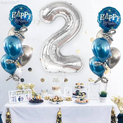 Miniatura 734 de KatchOn, Globo azul del número 1 para el primer cumpleaños, grande, 40 pulgadas, globo azul número 1 para primer cumpleaños, globo azul marino