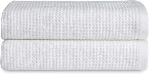 Miniatura 9 de Cozy Earth Toallas de baño de punto gofre, 60% algodón, 40% viscosa de bambú, 40 x 65 pulgadas, rizo suave y absorbente, reversible, patrón de punto