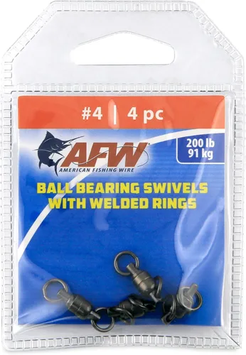 Miniatura 8 de AFW Solid Brass Ball Bearing Fishing Swivels with Double Welded Rings - Patented Bullet Shaped Head for Reduced Water Resistance, Black Finish