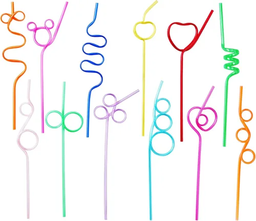 24 piezas de pajitas locas y divertidas para niños, pajitas reutilizables de plástico con bucle espiral para actividades en el aula, regalo para el