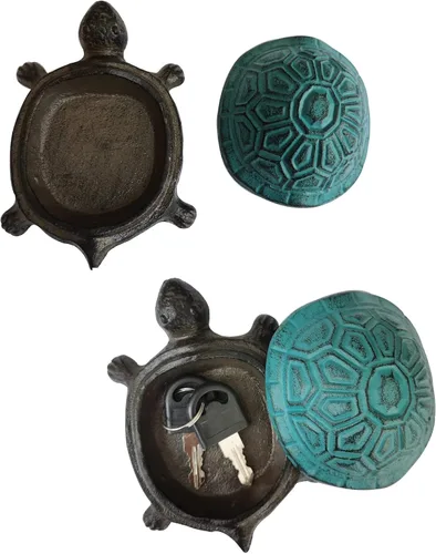 Miniatura 5 de BSTGIFTS - Ocultador de llaves de hierro fundido con forma de tortuga - Juego de llaves de repuesto y decoración de jardín - Caja de baratijas