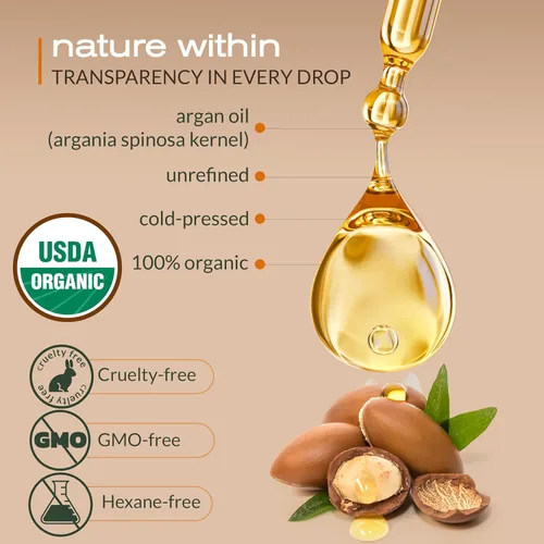 Miniatura 2 de Ella & Eden Aceite de argán orgánico de Marruecos, 100% puro, prensado en frío, certificado por la USDA, aceite de argán marroquí sin refinar