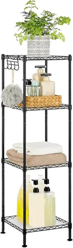 Miniatura 11 de SONGMICS Unidad de almacenamiento de 7 niveles, estantería de alambre, estante de metal de cocina con estantes ajustables, revestimientos de Negro