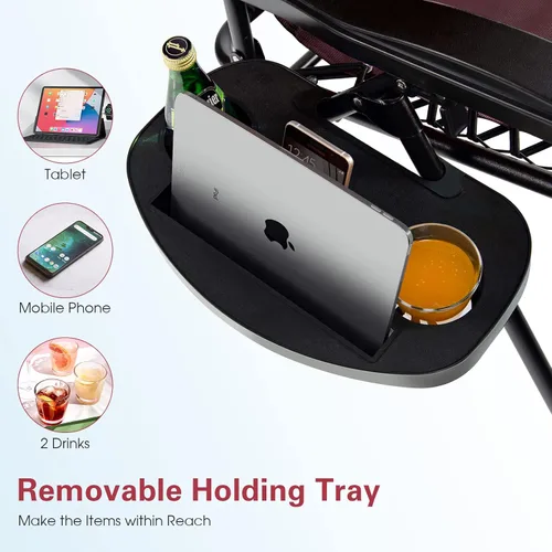 Miniatura 5 de Goplus Sillas de salón Zero Gravity, reclinables plegables ajustables en 160° con almohada y soporte para tazas, cómodas sillas de descanso de 350