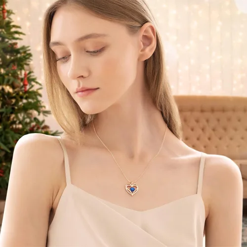 Miniatura 105 de CDE Collares de piedra natal para mujer, plata de ley 925, collar con colgante de corazón para siempre, Navidad, cumpleaños, aniversario, día de San