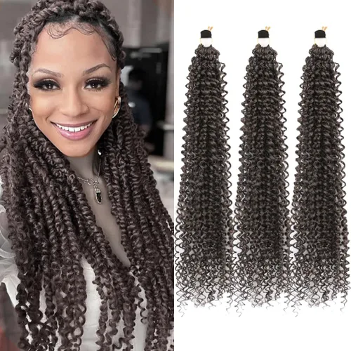 Miniatura 19 de Pelo de ganchillo Ocean Wave de 30 pulgadas, 3 paquetes de cabello trenzado de onda profunda, cabello rizado profundo con ganchillo para mujeres