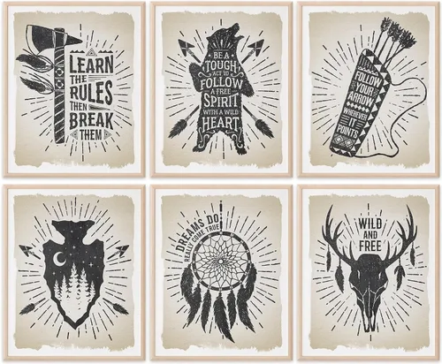 Miniatura 25 de DREAM BIG PRINTABLES Impresión artística de flechas y plumas de acuarela - Sin marco - 8x10 Patrimonio nativo americano - Decoración de pared boho