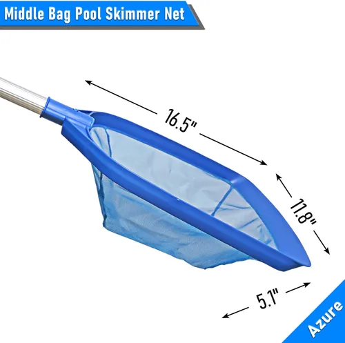 Miniatura 5 de Poolvio Red de desnatador de hojas para piscina, con 5 secciones telescópica de aluminio y malla fina de nailon, herramienta de limpieza de piscina