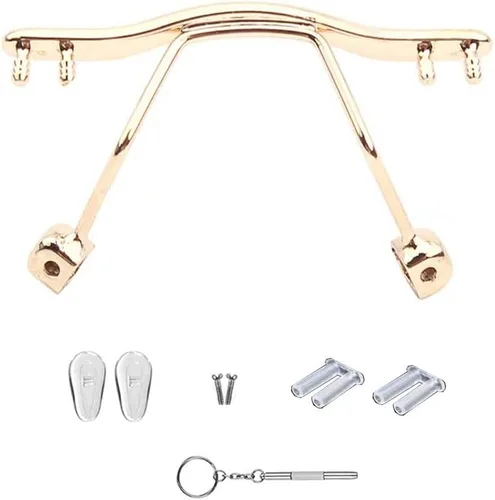 Miniatura 2 de Gafas sin montura doradas, puente de nariz, almohadillas para gafas, piezas de doble tapón de goma y accesorios de destornillador