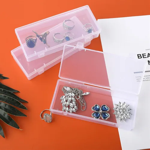 Miniatura 7 de WLLHYF Paquete de 3 recipientes de almacenamiento pequeños de plástico con tapas con bisagras, caja rectangular de plástico transparente