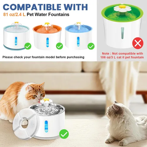 Miniatura 2 de Repuesto de filtro de fuente de agua para gatos, 4 filtros de fuente de gato de 5 pulgadas de diámetro con sistema de 3 filtraciones, filtros