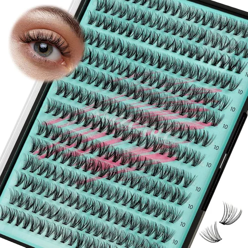Miniatura 20 de Kit de Extensión de Pestañas, Kit de Racimos de Pestañas DIY 168Pcs con Pegamento de Unión y Sello Impermeable, Removedor de Pestañas para Kit