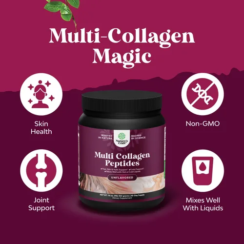 Miniatura 4 de Natures Craft Proteína en polvo multicolágeno para mujeres y hombres, péptidos de colágeno hidrolizados Keto, 45 porciones, vitaminas