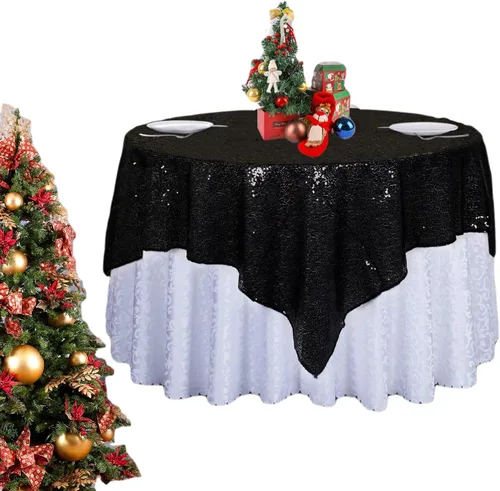 Miniatura 20 de DUOBAO Mantel Redondo Amarillo de 60 Pulgadas Mantel de Mesa con Lentejuelas Decoración de Cumpleaños Manteles con Lentejuelas Manteles de Mesa