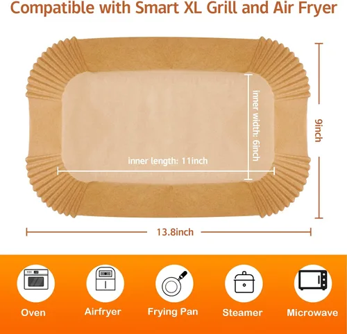 Miniatura 5 de Revestimientos para freidora de aire Ninja Smart XL - 120 piezas de papel pergamino desechable rectangular para accesorios de freidora de aire Ninja