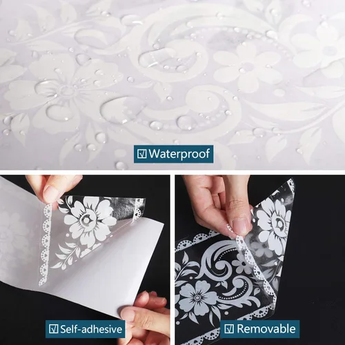 Miniatura 7 de VEELIKE - Cenefa decorativa blanca adhesiva con apariencia de encaje, para pared, removible y resistente al agua, decoración para baño, habitación