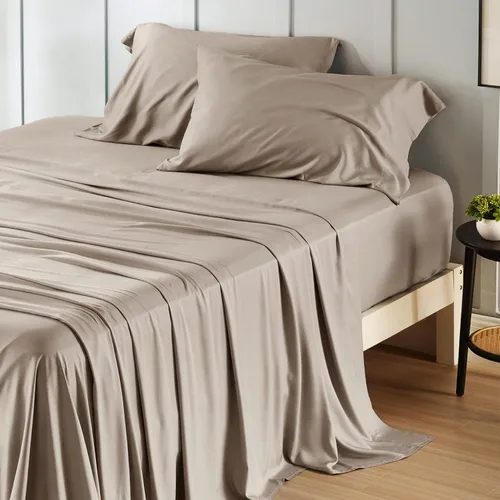 Miniatura 30 de Bedsure Juego de sábanas de tamaño King, sábanas refrescantes King, rayón derivado del bambú, bolsillo profundo de hasta 16 pulgadas, sábanas 03