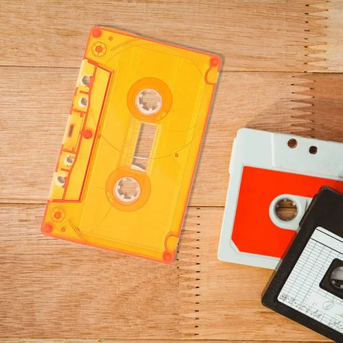Miniatura 4 de OUNONA Cinta decorativa de casete en blanco con estuche de almacenamiento transparente de 3.93 x 2.51 pulgadas, arte de pared retro