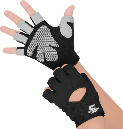 Miniatura 2 de SAWANS Guantes de gimnasio para hombres y mujeres, guantes de levantamiento de pesas, entrenamiento transpirable, agarre antideslizante, protección