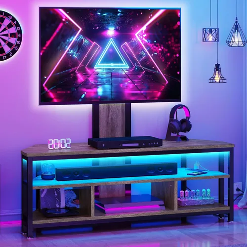 Miniatura 8 de YITAHOME Soporte de TV negro con montaje, soporte de TV moderno para TV LED de 70/65 pulgadas, centro de entretenimiento con montaje ajustable
