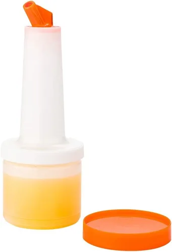 Miniatura 22 de Restaurantware Botella de plástico de almacenamiento de 2 cuartos de galón, con boquilla roja y tapa, botella de almacenamiento de barra, 4 3/4 Rojo