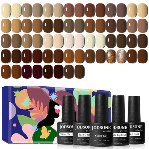 Miniatura 12 de JODSONE Juego de 36 esmaltes de uñas de gel, 32 colores, capa base, capa superior brillante mate y purpurina, juego de esmalte de uñas verde, azul