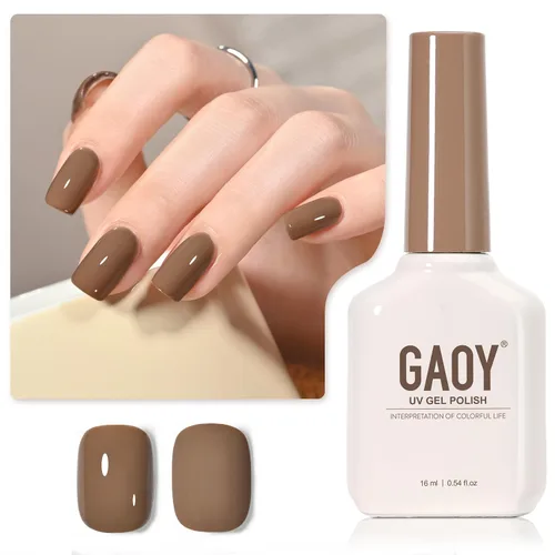 Miniatura 14 de GAOY - Esmalte de uñas de gel marrón, 16ml de esmalte de gel para quitar por remojo, curado con luz UV para arte de uñas, manicura DIY en casa, 2088