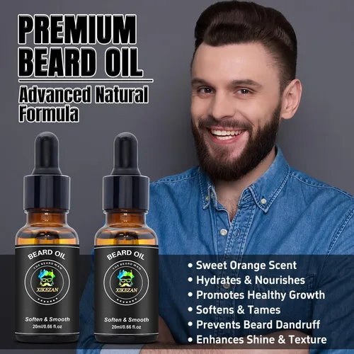 Miniatura 4 de Kit de aseo alisador de barba para hombres, kit de crecimiento de barba con 2 paquetes de aceite de crecimiento, bálsamo naranja natural, peine