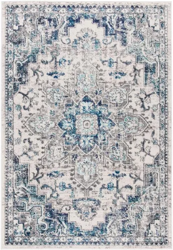 Miniatura 62 de Safavieh Madison Collection (MAD473M) Tapete redondo de 4 pies, azul y azul claro, diseño chic y bohemio desgastado de medallón, no pierde fibras