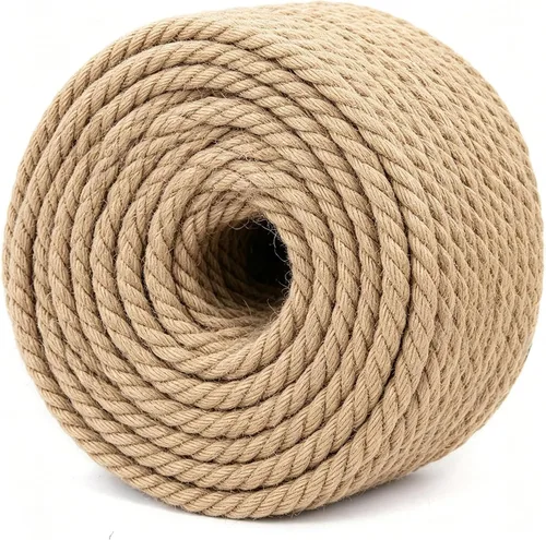 Miniatura 7 de ZOENHOU Cuerda de cáñamo de yute de 100 pies de 1/2 pulgada, 98.4 ft x 0.472 in, cuerda gruesa trenzada natural para manualidades, jardinería