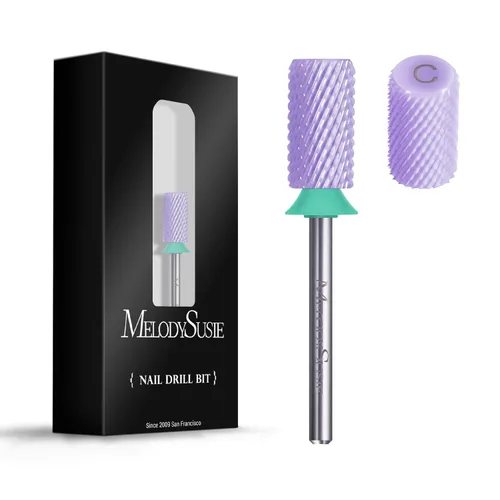 Miniatura 12 de MelodySusie Brocas de cerámica para uñas, 3/32 pulgadas, chaflán superior plana, puntas de barril grandes, eliminación rápida de acrílico o gel Rosa