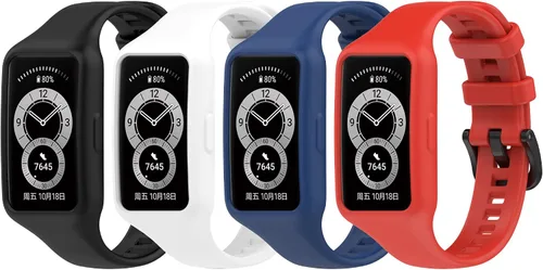 Miniatura 9 de Paquete de 4 correas de silicona compatibles con Huawei Band 7 correas de repuesto de liberación rápida para Huawei Band 7